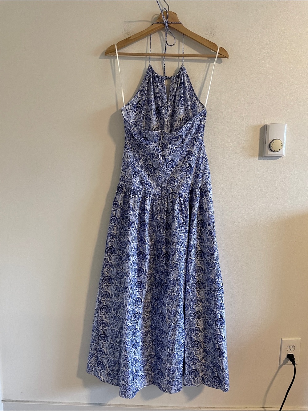 J. Crew Collection Anguilla Halter Dress Women’s Size 0 Dandelion Swirl Blue NWT - Picture 6 of 11